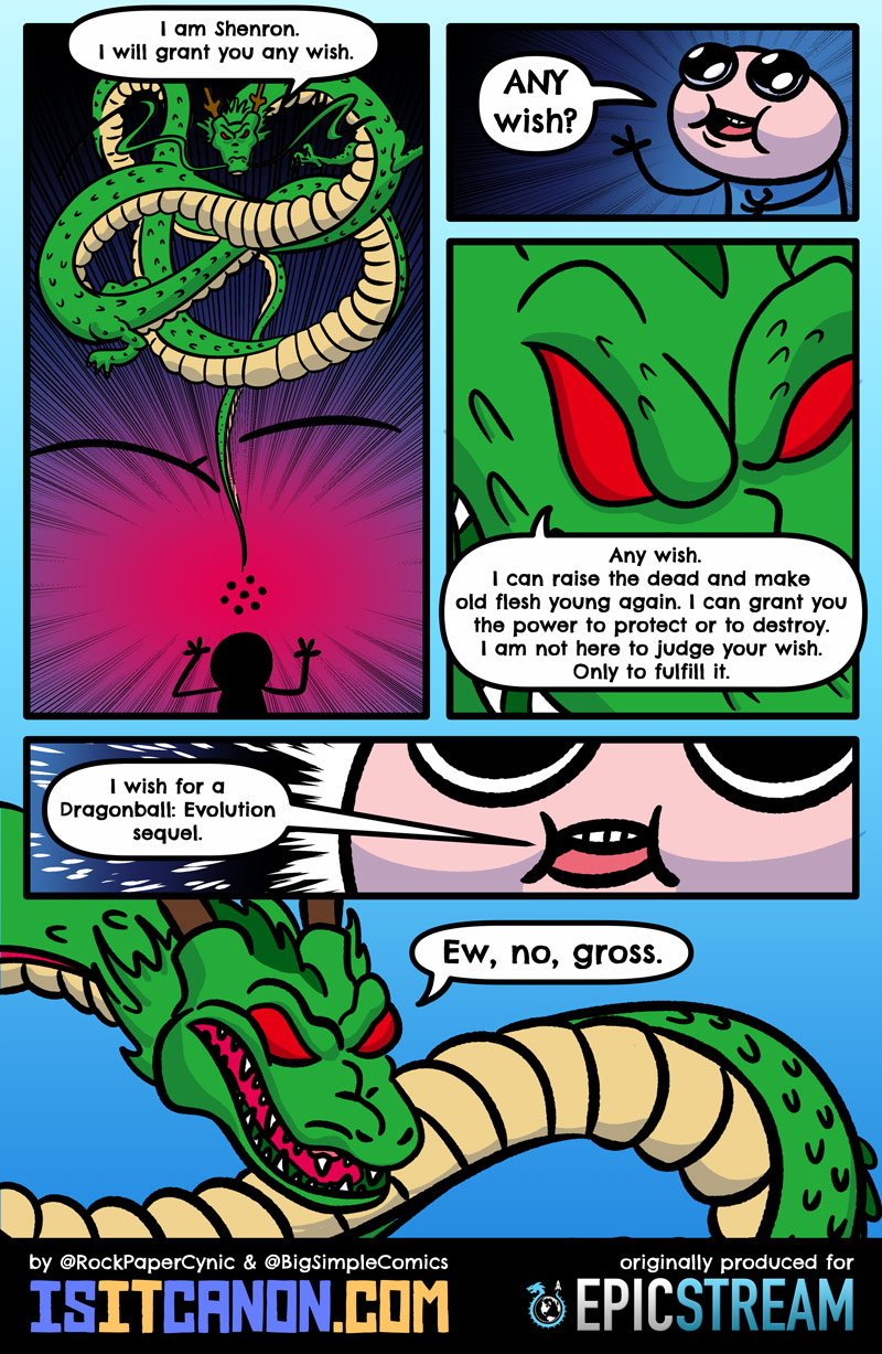 It is a well-kept secret of the Dragonball Z universe that after all of the miracles Shenron has performed, there is still one line he will not cross.